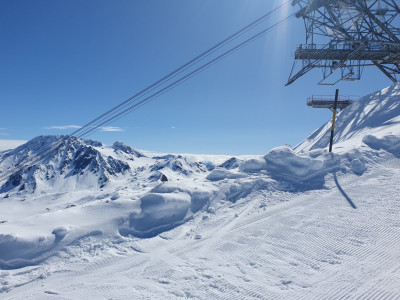 Cime Caron avec vue dans le fond sur Peclet Polset et Mont Gébroulaz 3600m