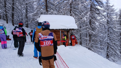 A la cabane de départ du slalom le samedi