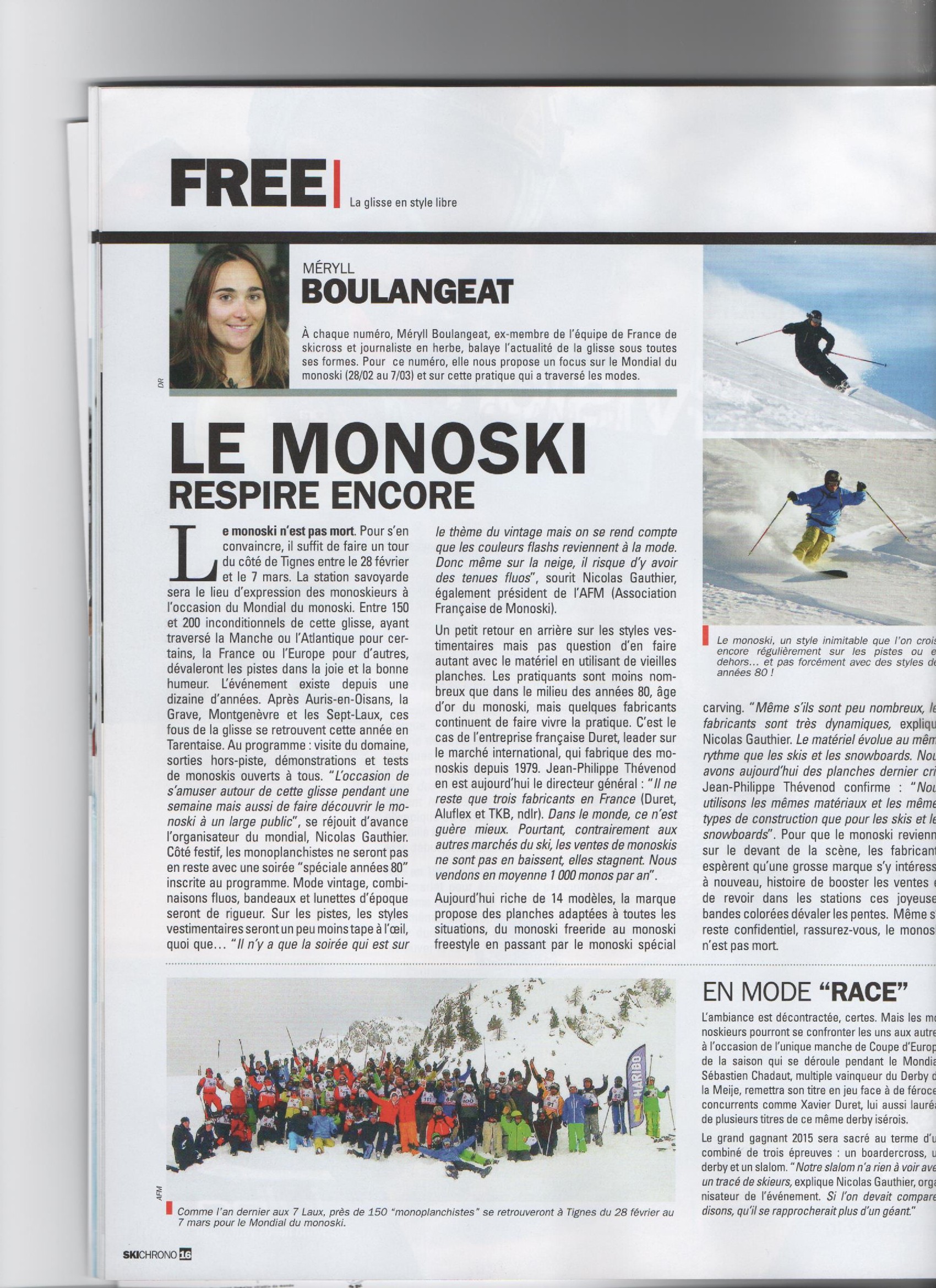 Article dans SkiChrono pour le mondial